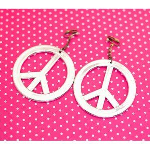 Vintage Silver Peace Symbol Clip On Earrings - P20